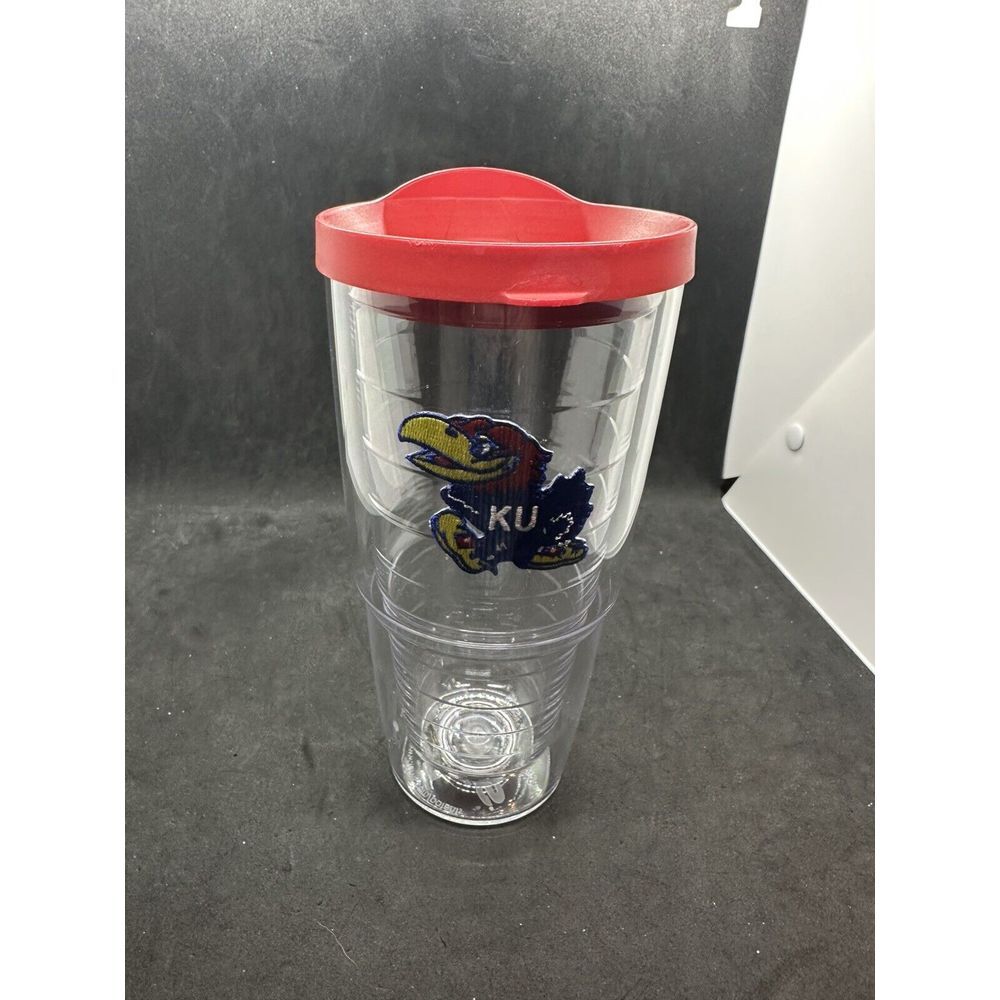 KU Jayhawk University Of Kansas Tervis Thermal Chiller Cup‎ 24oz With Lid